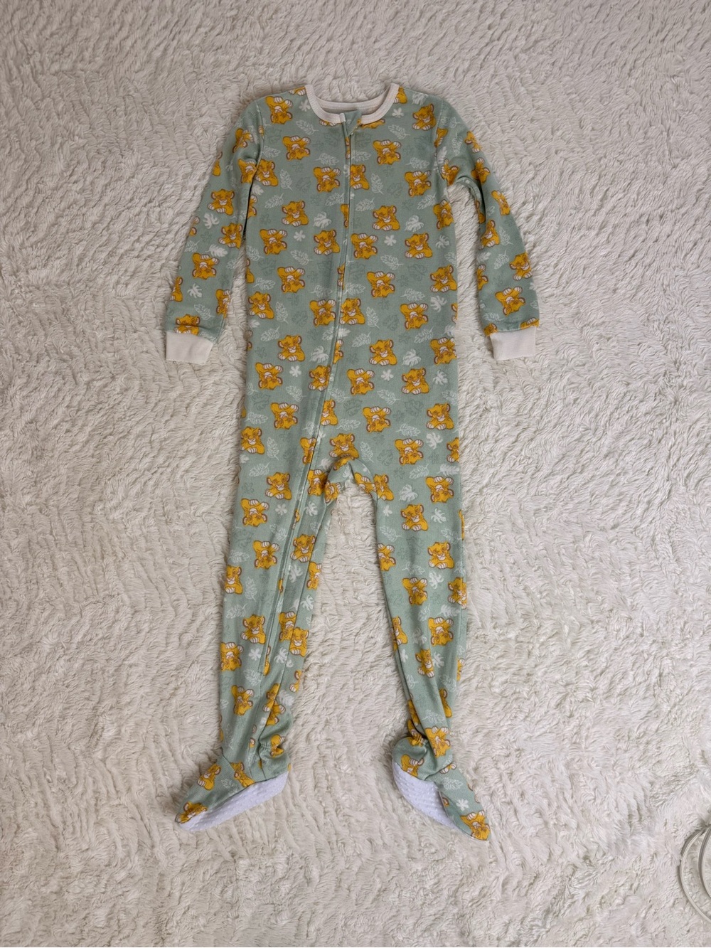 Disney Mint Green Simba Footed One-Piece Pajamas